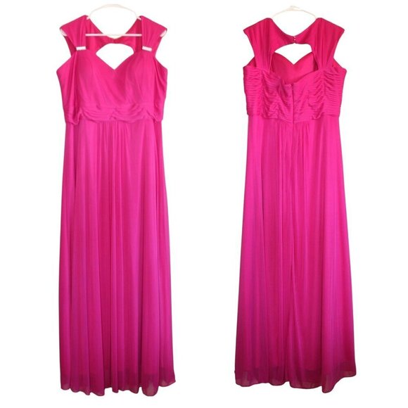 NWT Cinderella A Line Maxi Dress Bead Accented Fuchsia Gown Size 2XL Bridesmaid - Picture 1 of 12